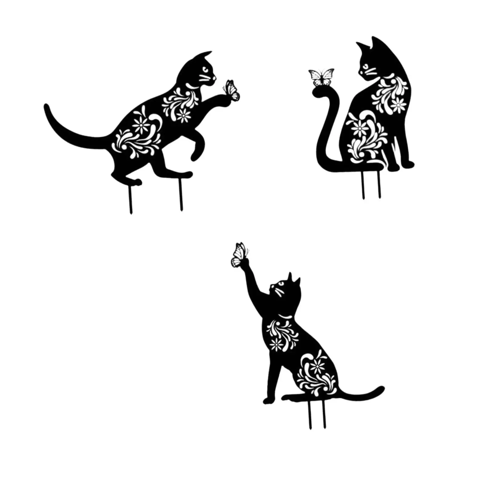 Garden Art Metal Animal Stakes Durable Silhouette Statues Easy to Install Outdoor Decorations for Patio Yard
