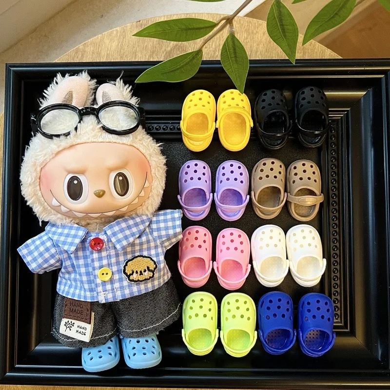 In Stock For/Slot Labubu V1v2v3 Series Cute Hole Sandals Labubu Clothes Summer Macaron Series Sandals Vinyl Doll Accessories