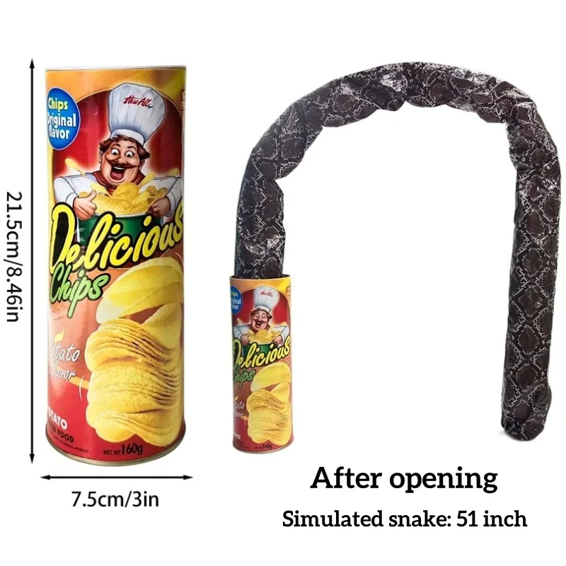 The Potato Chip Snake Can Jump Spring Toy Gift April Fool Day Halloween Party Decoration Jokes in A Gag Prank Large Size