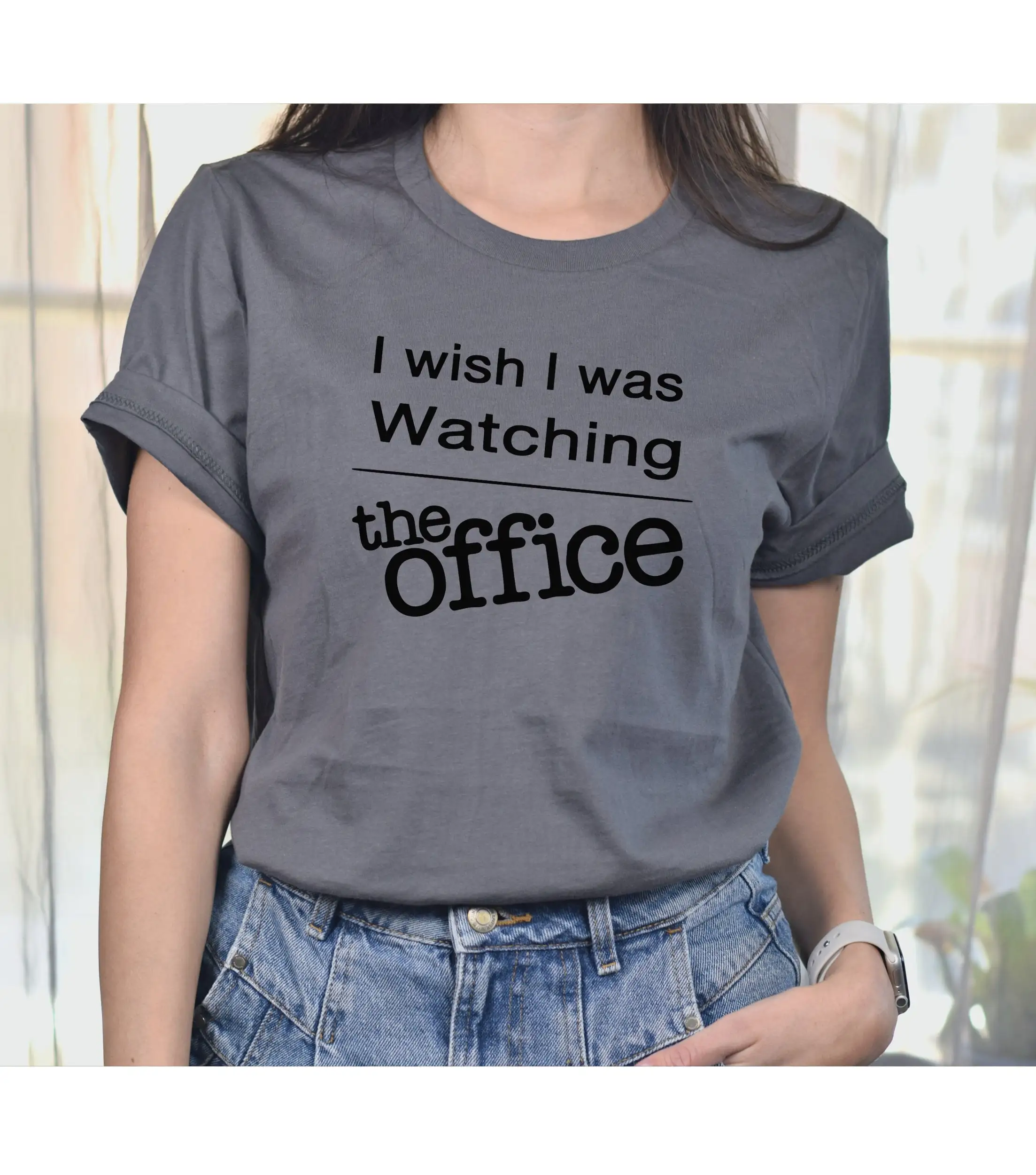 I Wish Was Watching The Office Tv Show T Shirt For Men Funny Dunder Mifflin Steve Carell Quote