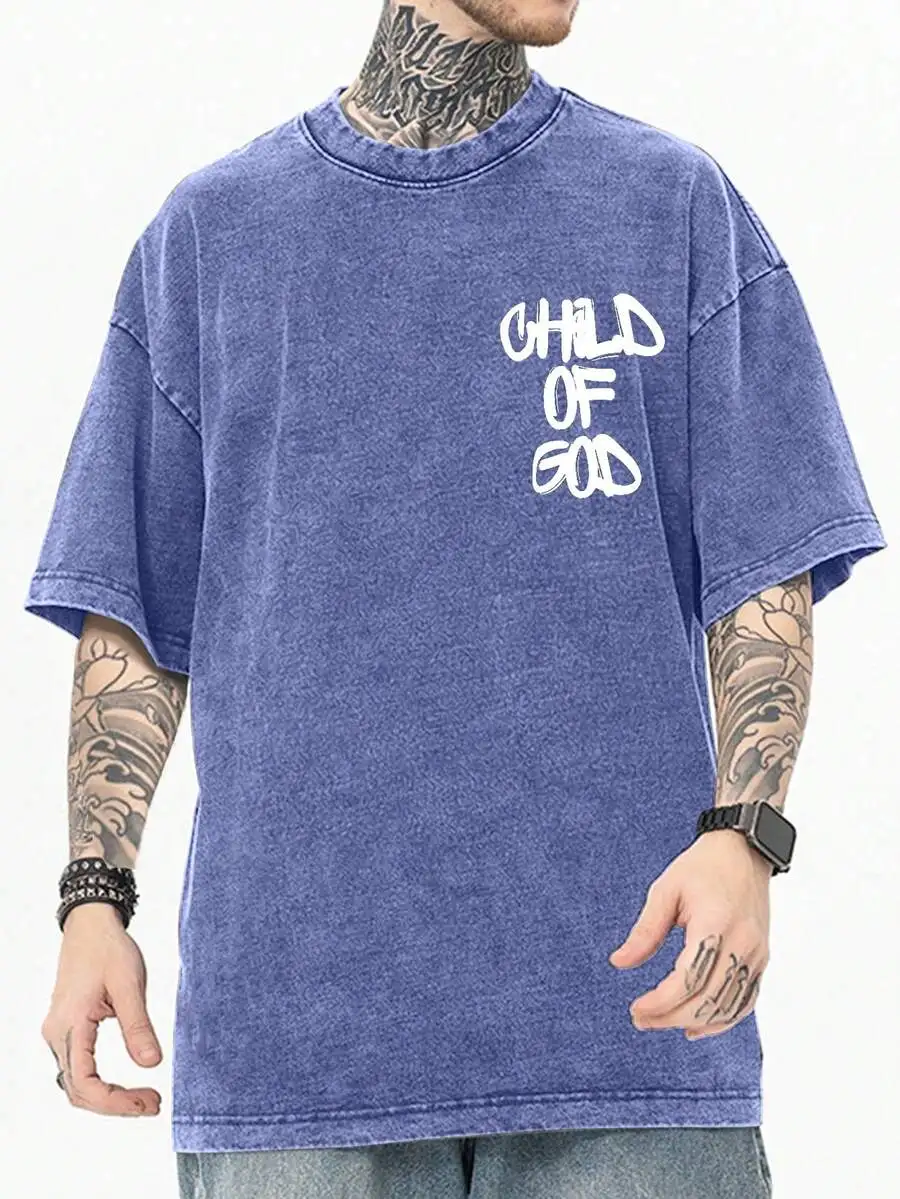 

Artistic English Print 230g Pure Cotton T-Shirt Men Casual Street Style Short Sleeve Tee