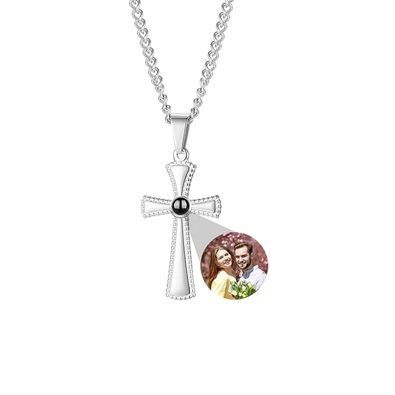 Projektions-Halskette mit Personalisiertem Foto & Text, Individuelles Foto-Kreuz-Anhänger, Erinnerungsschmuck für Frauen – Detail 10