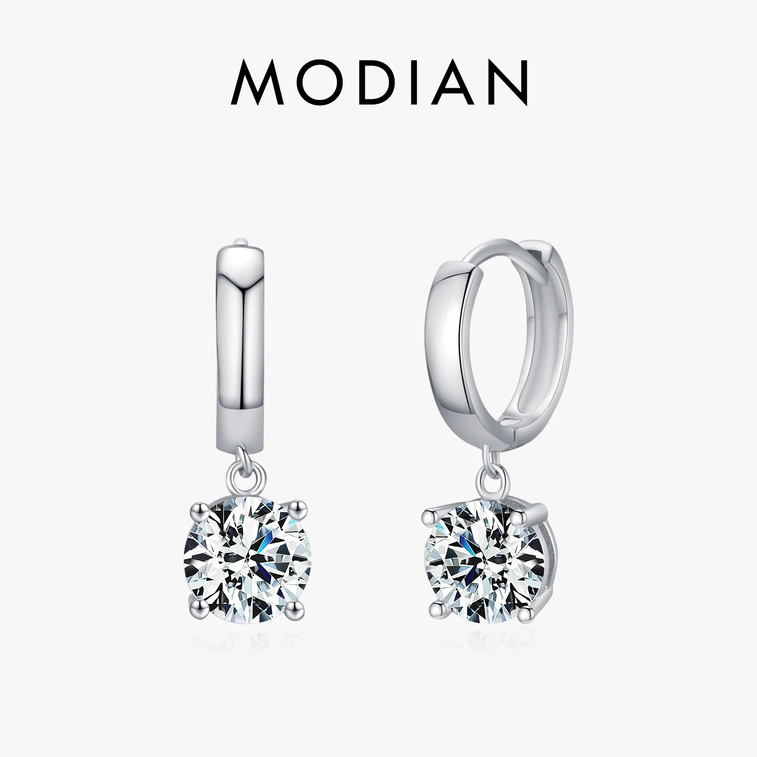 MODIAN 925 Sterling Silver Simple D Color Moissanite Shiny Hoop Earrings For Women Wedding Romantic Fine Jewelry Accessories