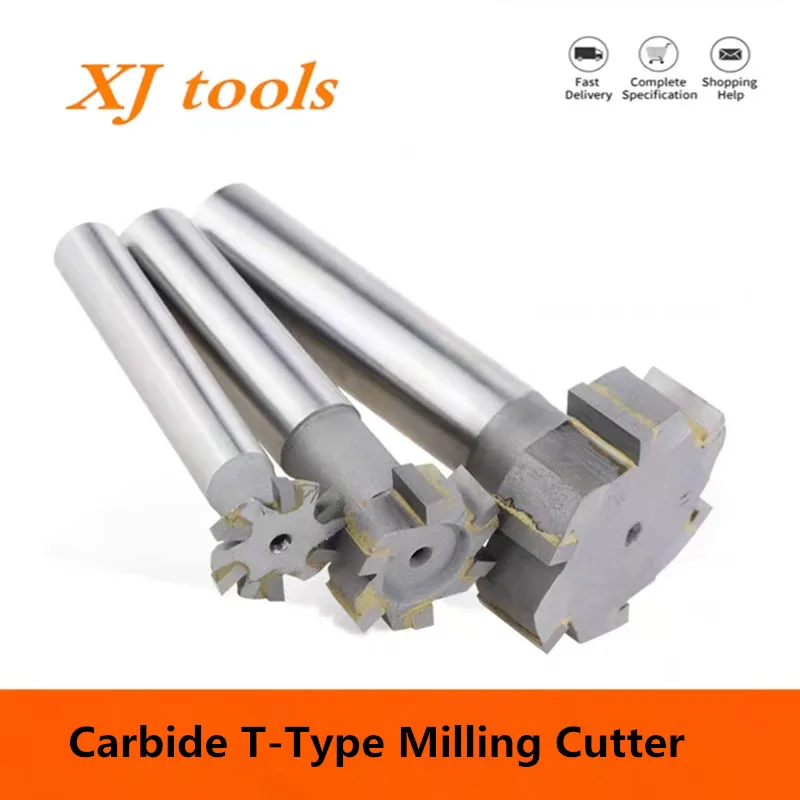 

Welded YG8 Alloy T-Slot Milling Cutter Alloy Steel Rough Inserted Straight Shank For Hardness Metal Keyway Endmills Tool
