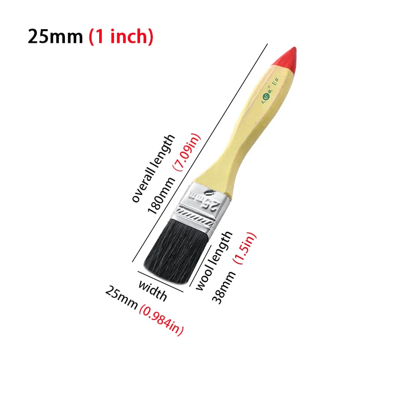 Pig Hair Brush Wooden Handle Tools Decoration Painting Latex Coating Cleaning Barbecue Baking Painting