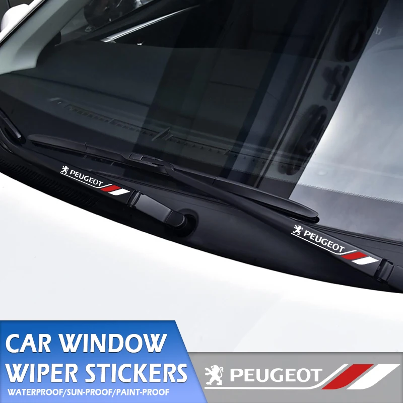 2PCS Reflective Creative Automobile Window Wiper Decals Car Vinyl Sport Stickers For Peugeot 307 206 308 207 406 407 2008 3008