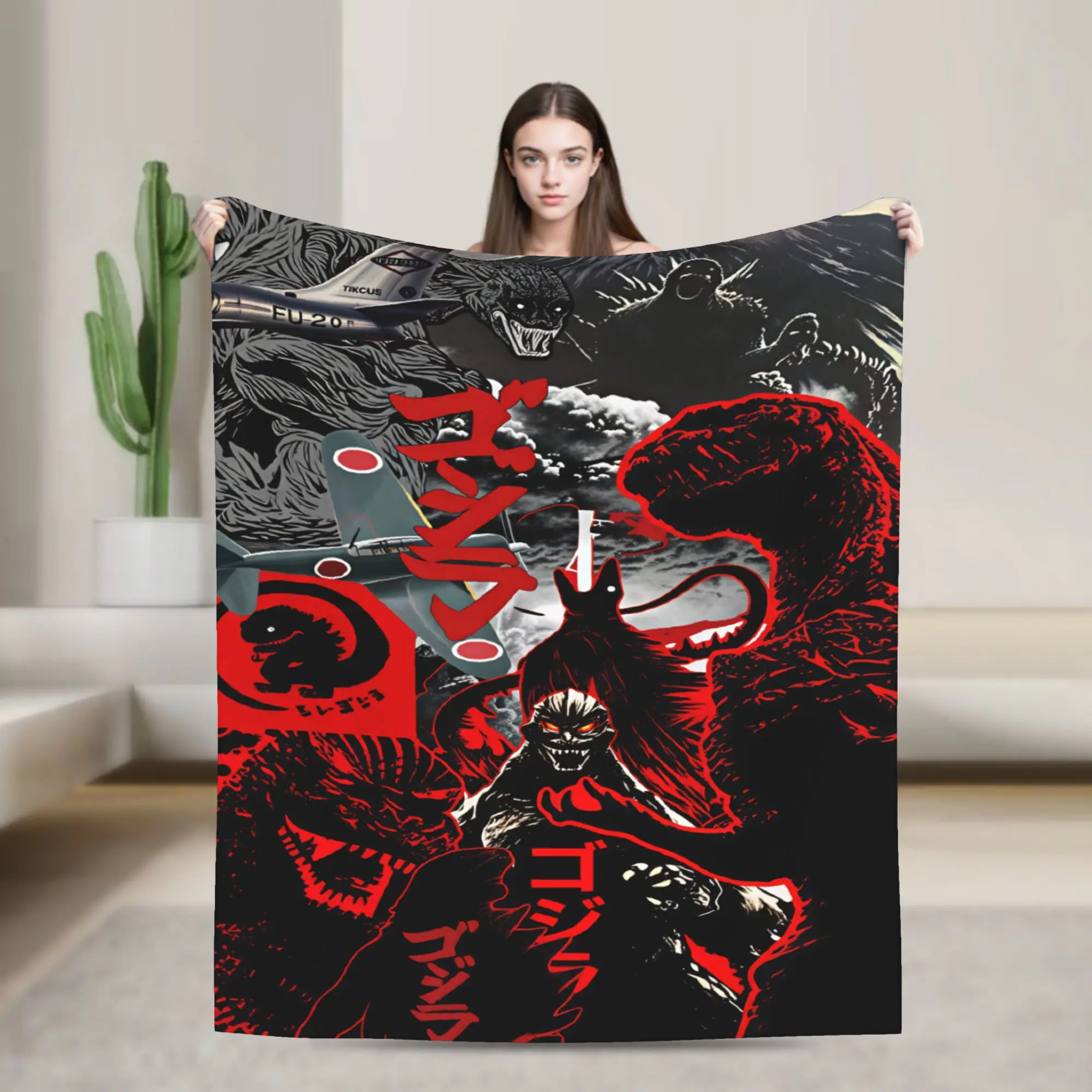 G-Godzillas  Super Warm Blankets  Camping Plush Throw Blanket Pattern Living Room Flannel Bedspread Sofa Bed Cover