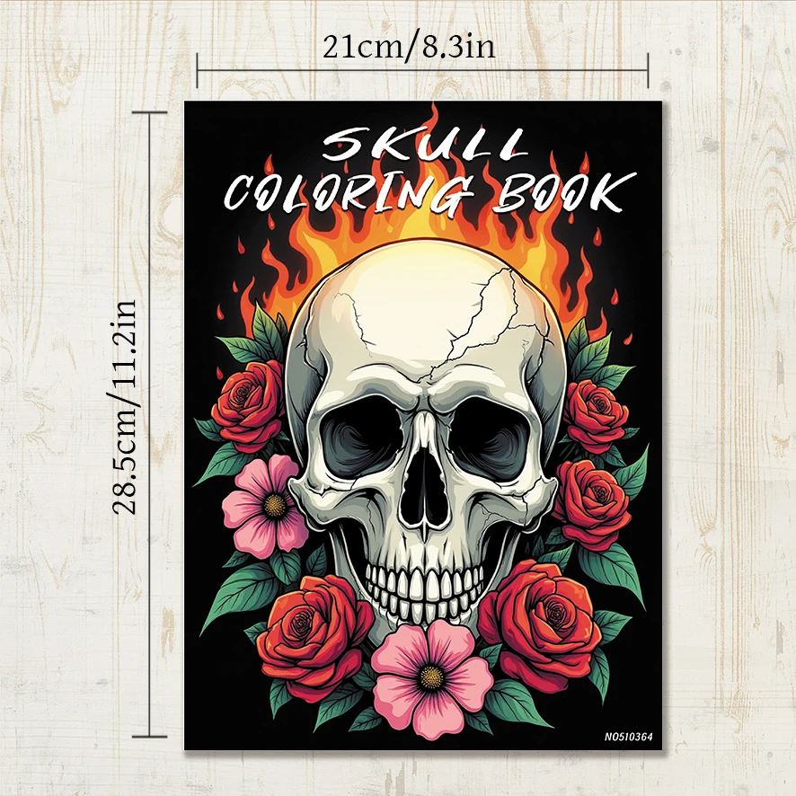 Skull Coloring Book for Adults - 8.3x11.2 inches 22 pages coloring book - helps relieve stress and soothe emotions