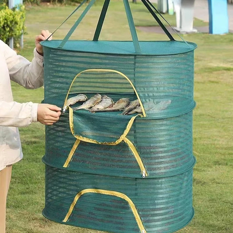 Food Drying Nets Fish Fruit Flowers Zipper Anti-mosquito Windproof Multifunctional Foldable Household Clothes Hanging Basket