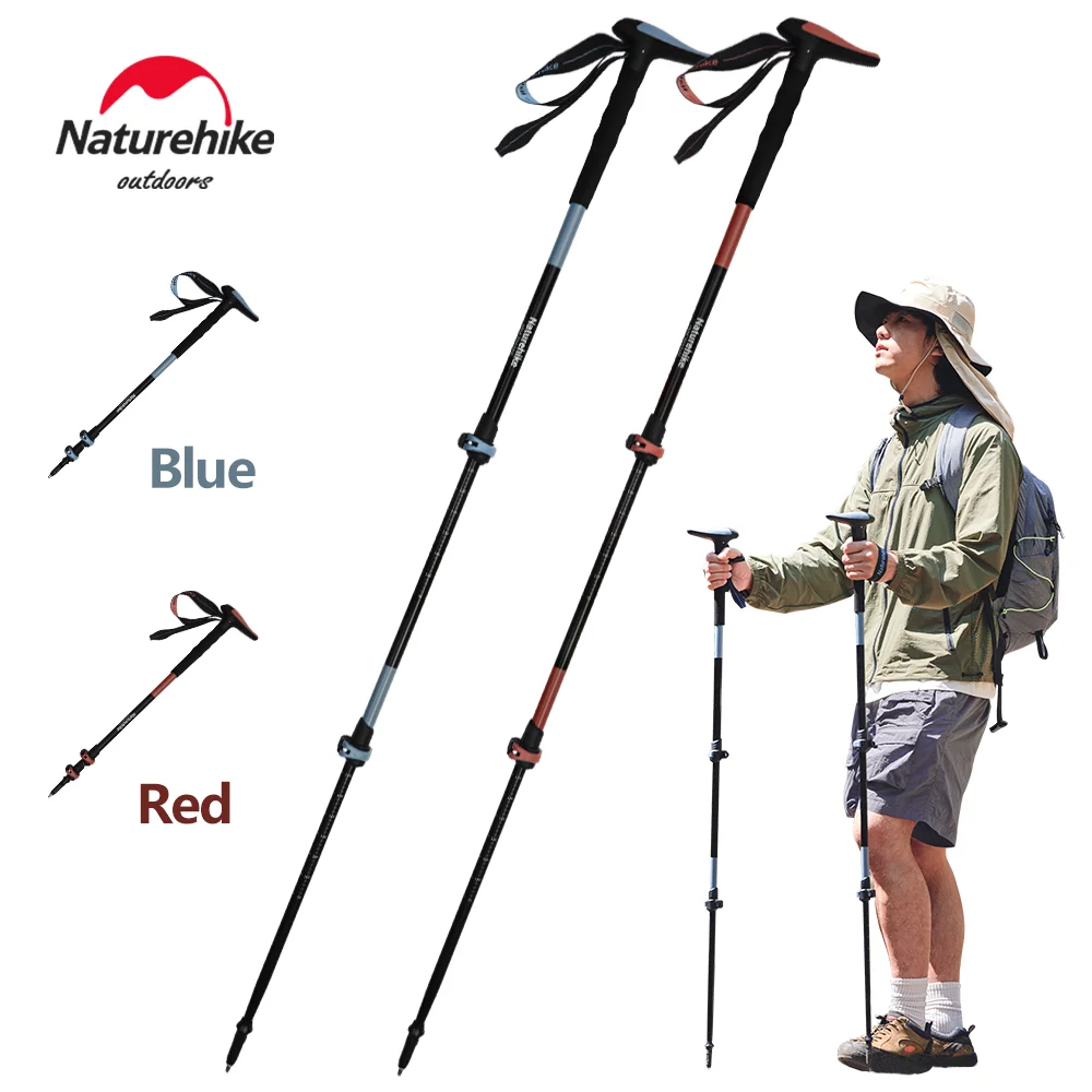 

Naturehike Outdoor Adjustable Telescopic T-Handle Trekking Poles Ultra-light Aluminium Alloy 3 Section Trekking Walking Stick