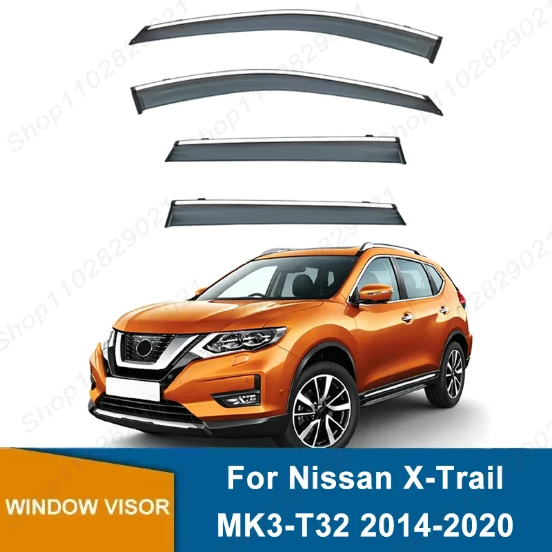 4Pcs Window Visor For Nissan X-Trail MK3-T32 2014-2020 Weathershield Sun Rain Deflector Guard Car Window Deflector 2019 2018