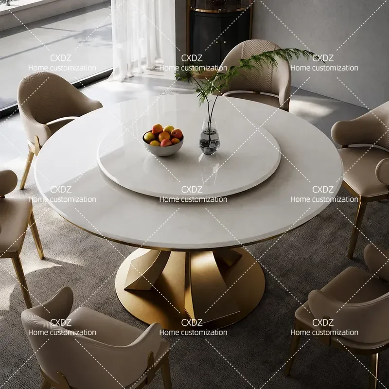 Natural Marble Supercrystalline Stone Dining Table and Chair Set Rectangular Modern Minimalist Light Luxury Furniture for