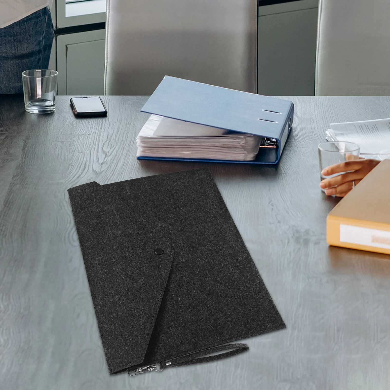 

4Pcs A4 Document Folders Felt Material Anti-Tear Wear-Resistant Large Capacity Office School Business Storage 2 Dark Grey 2