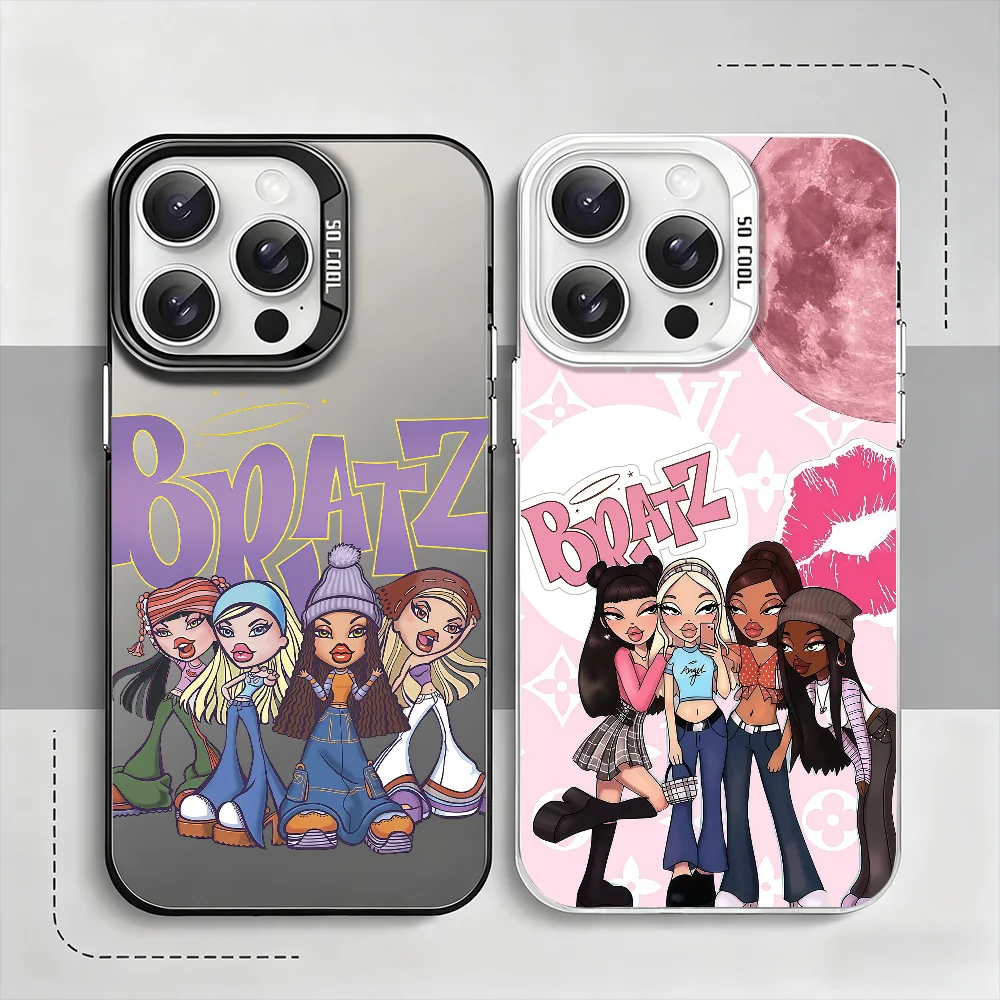 حافظة هاتف B-Bratz موضة 2025 لهاتف آيفون 12 11 13 14 15 16 17 ماكس برو بلس غطاء حماية صغير IMD ملون