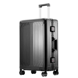 High-End Business All-Aluminum Magnesium Alloy Draw-Bar Luggage Best Metal Suitcase Male Mute Universal Wheel Boarding Bag