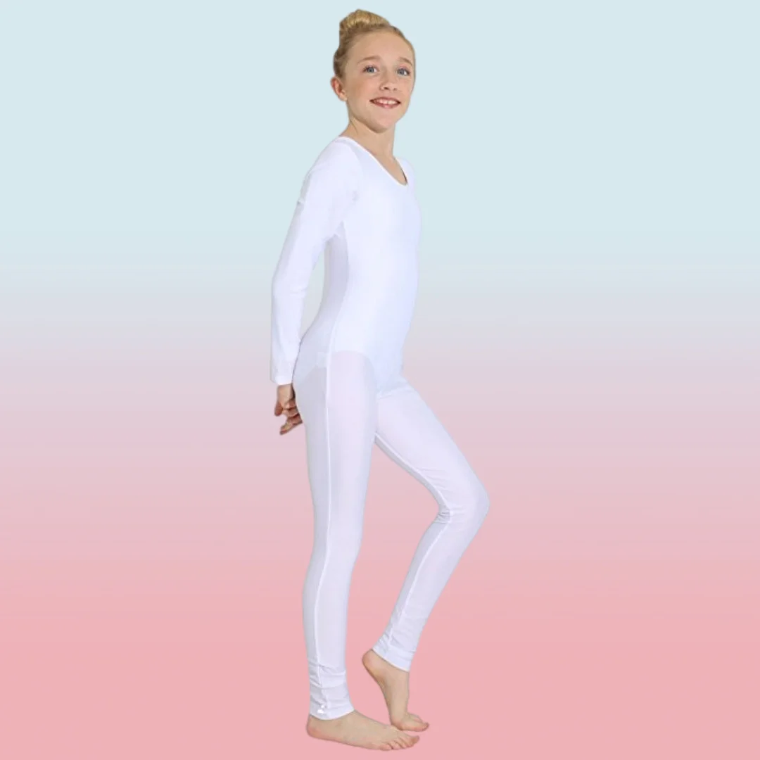 Children Long Sleeve Gymnastics Suit Scoop Neck Catsuit Full Body Leotard Ballet Unitards Girls Spandex Dance Halloween Jumpsuit