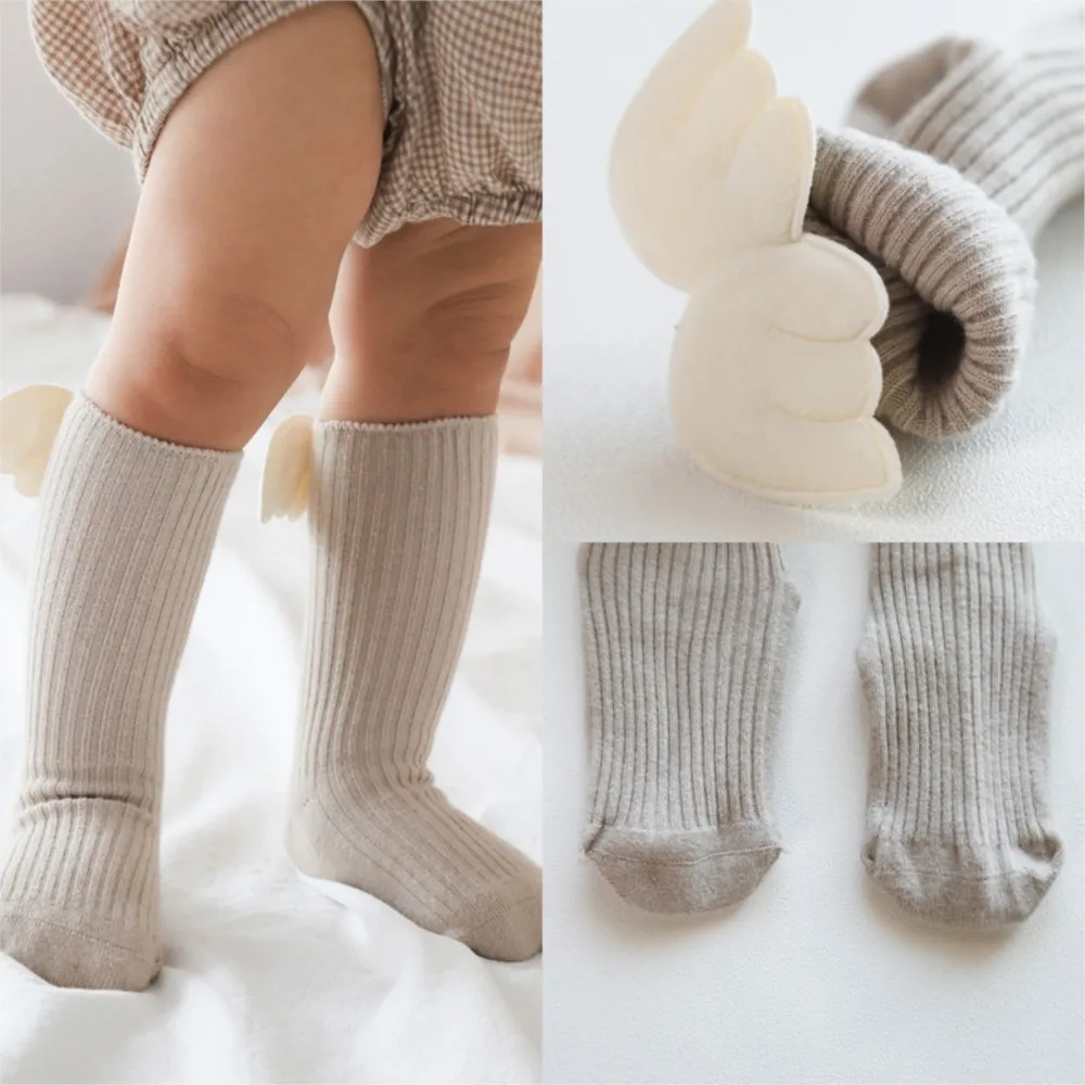 Newborn baby socks angel wings socks baby knee socks cotton toddler socks