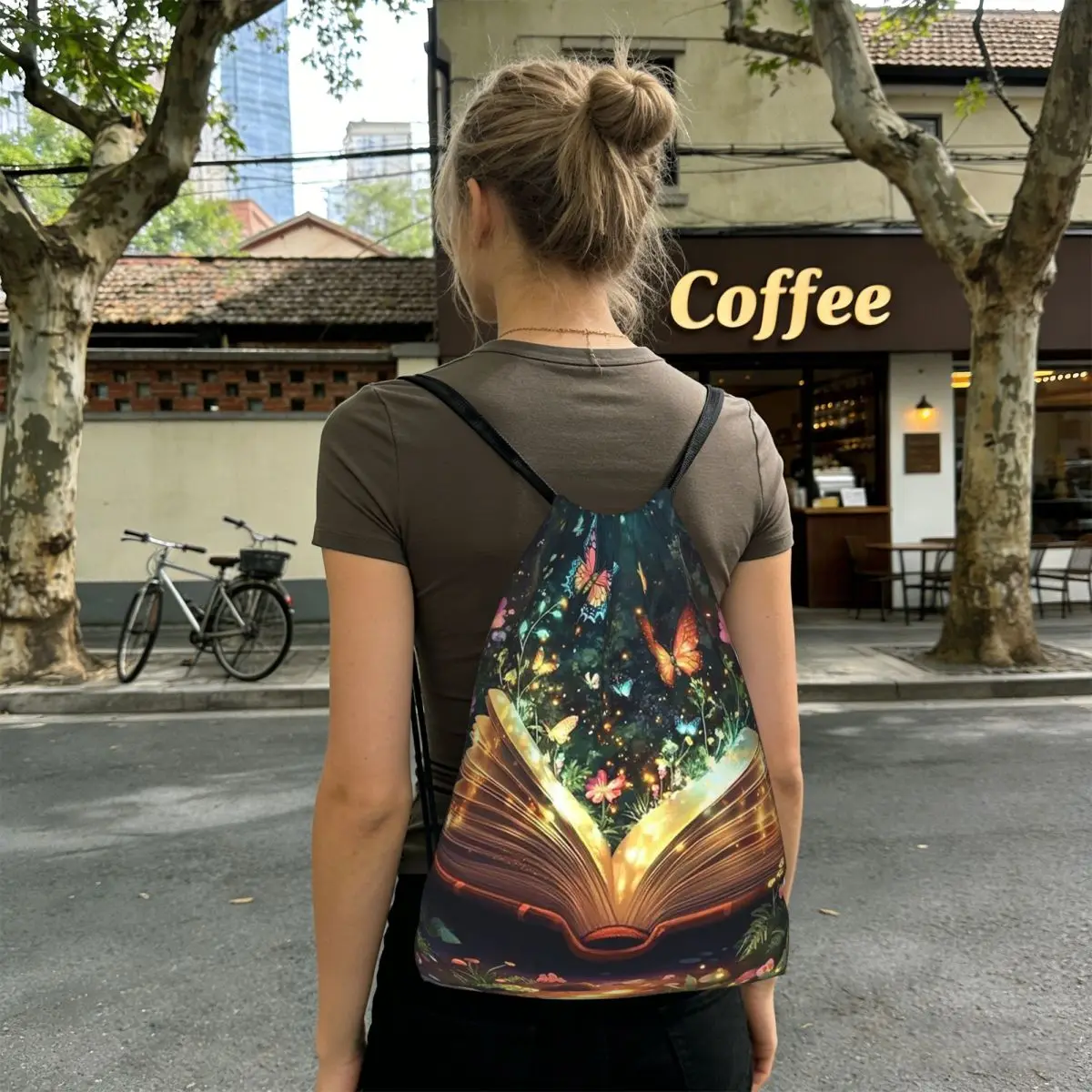 A Fluorescent Butterfly On The Book Of Life Backpacks Fashion Drawstring Bags Shoes Bag Book Bags for Travel Students