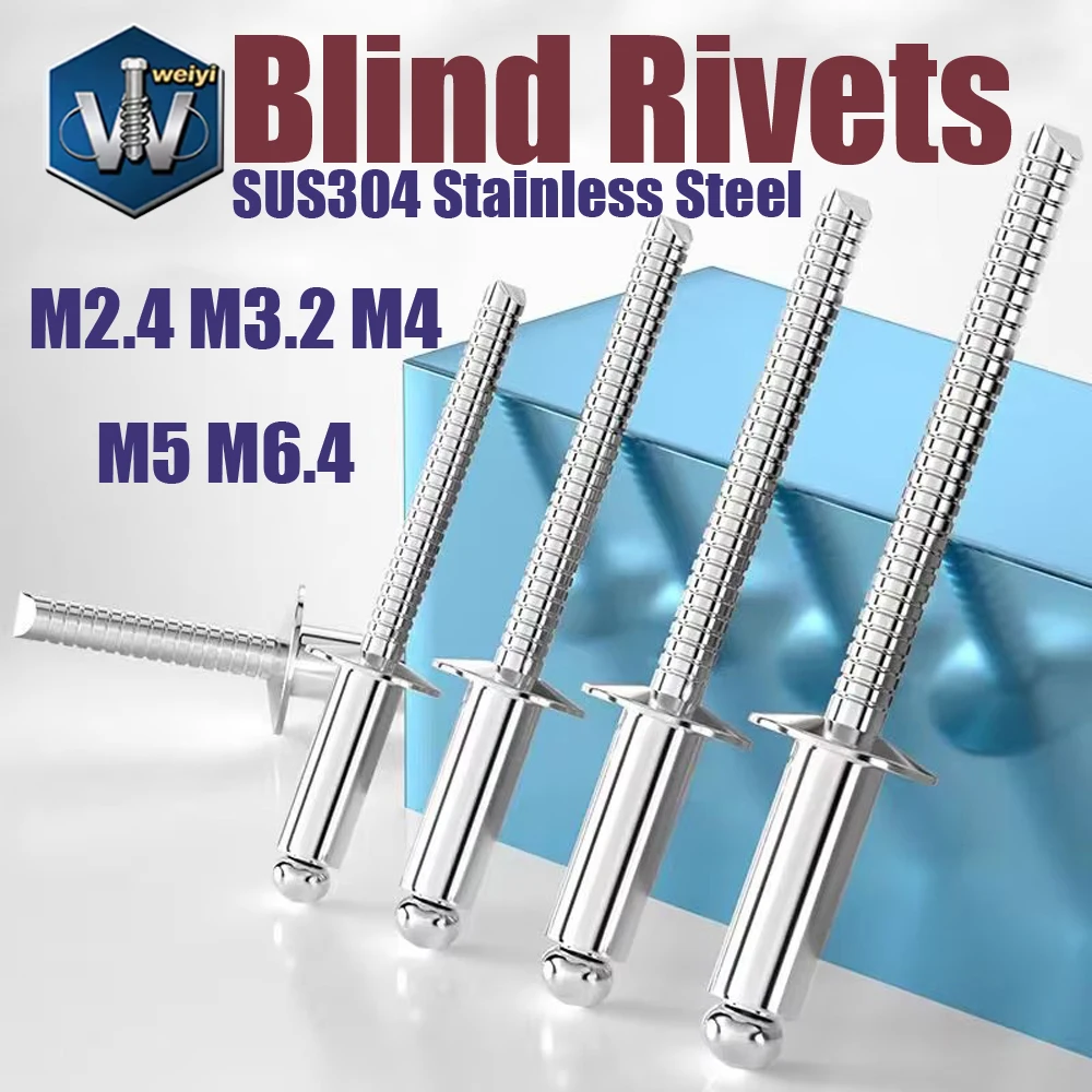 Weiyi M2.4 M3.2 M4 M5 M6.4 Runde Blindnieten SUS304 Edelstahl Auspuffnieten Zugnieten Befestigungselemente Länge 4/5/6/7/8/10-30mm – Detail 1