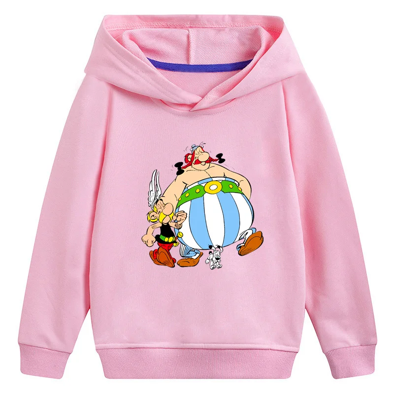 Felpe con cappuccio per bambini le avventure di Asterix e Obelix Cartoon Funny Boys felpe abbigliamento per ragazze Pullover per bambini top, KMT5448