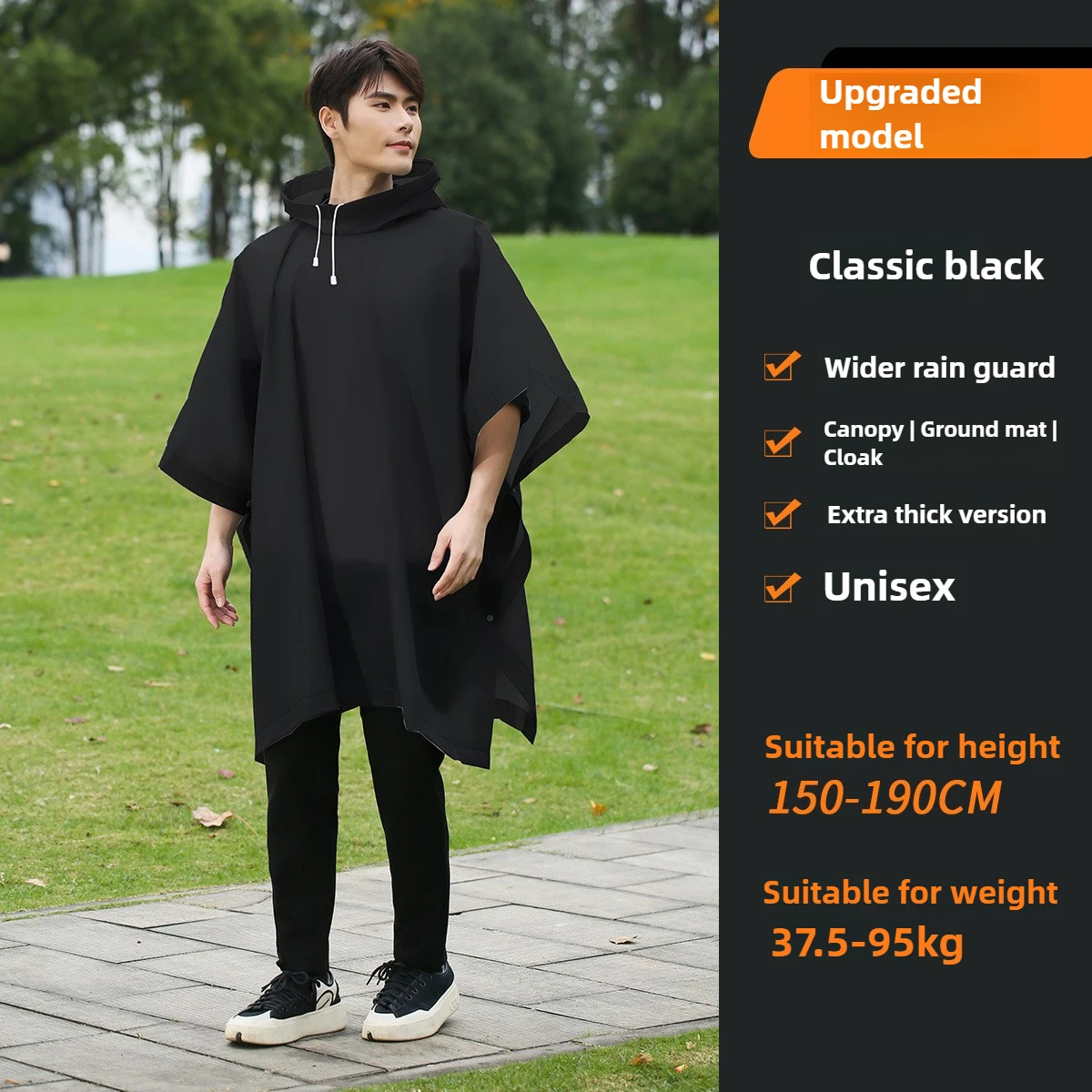 معطف واق من المطر طويل وشفاف وسميك، للجنسين، للاستخدام مرة واحدة، للبالغين، مقاس كبير، محمول، مناسب للمشي لمسافات طويلة والسفر #6