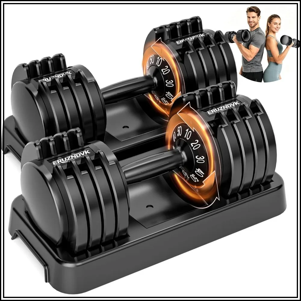 25/50 lbs Adjustable Dumbbell Set of 2, 5-in-1 Free Weights for Home Gym Strength Training