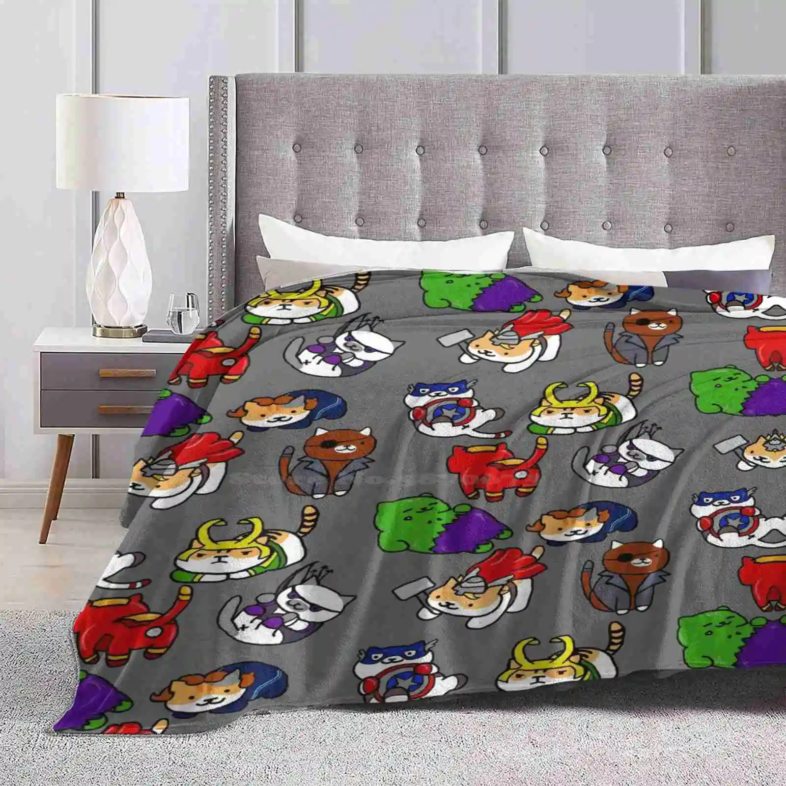 Atsume Assemble Top Quality Comfortable Bed Sofa Soft Blanket Superhero Film Tv App Game Neko Atsume Cute Cats Cartoon Hawked