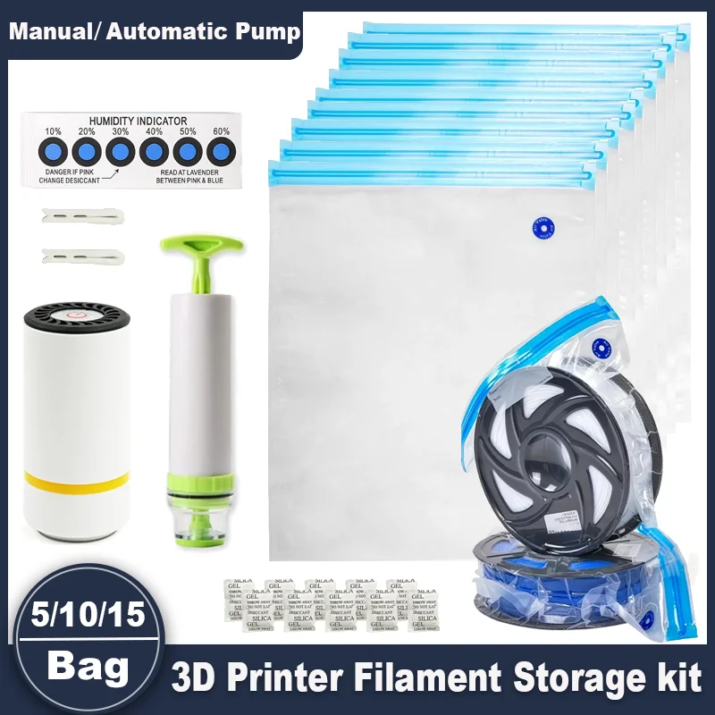 3D-Drucker-Filament-Vakuum-Aufbewahrungsset mit Pumpe, wiederverwendbar, versiegelt, feuchtigkeits- und staubdicht, Trocknungsbeutel für PLA ABS PETG-Filamente