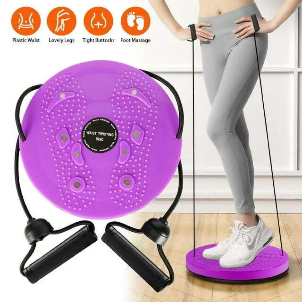 Magnetic Foot Massage with Drawstring Twisting Disc, Purple Body Shaping Waist Twisting Disc, Waist Fitness Machine