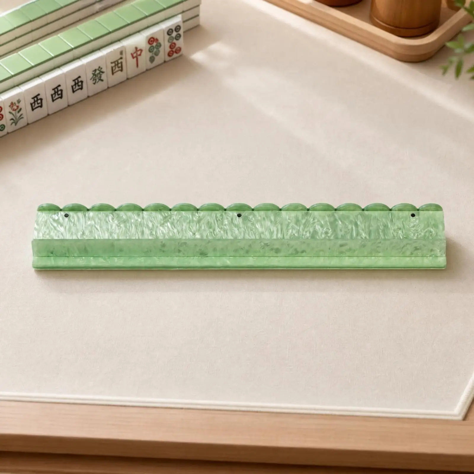 Mahjong Tile Ruler Acrylic Push Rack for Mahjong Game Set Tabletop Organizer Home Play