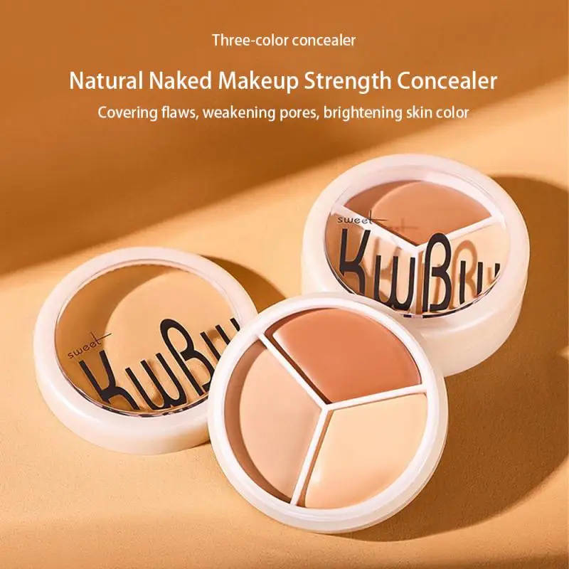 3-color Concealer Cosmetic Cream Brighten Skin Tone To Cover Dark Eye Tear Groove Spots Multi- Foundation Cream High Fit