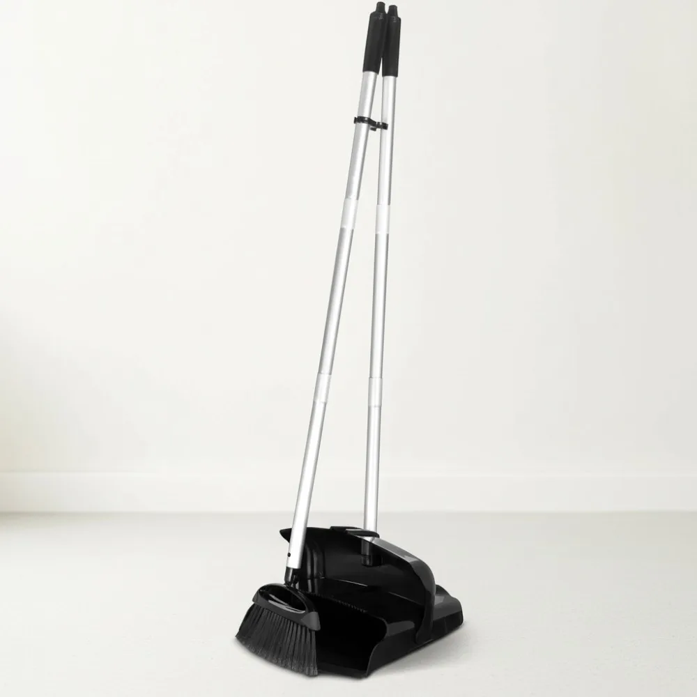 

36 Inch Collapsible Plastic Dustpan Combo with Adjustable Broom for Home Cleaning