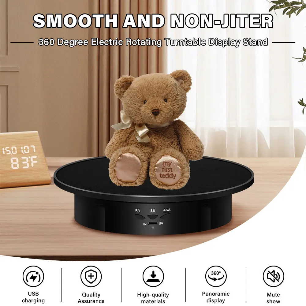 Upgraded 360° Motorized Display Stand 3 Speeds Electric Rotating Product Display Turntable For Video Shooting & Model Display