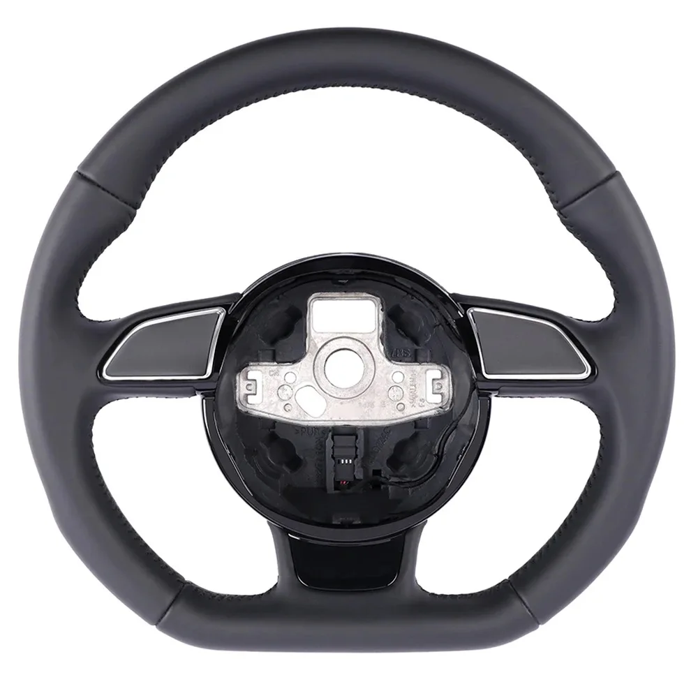 For Audi A4 B8 A3 A5 A6 A7 Q3 Q5 Q7 Black Stitching Full Leather S/RS Logo Multifunctional Steering Wheel Assembly