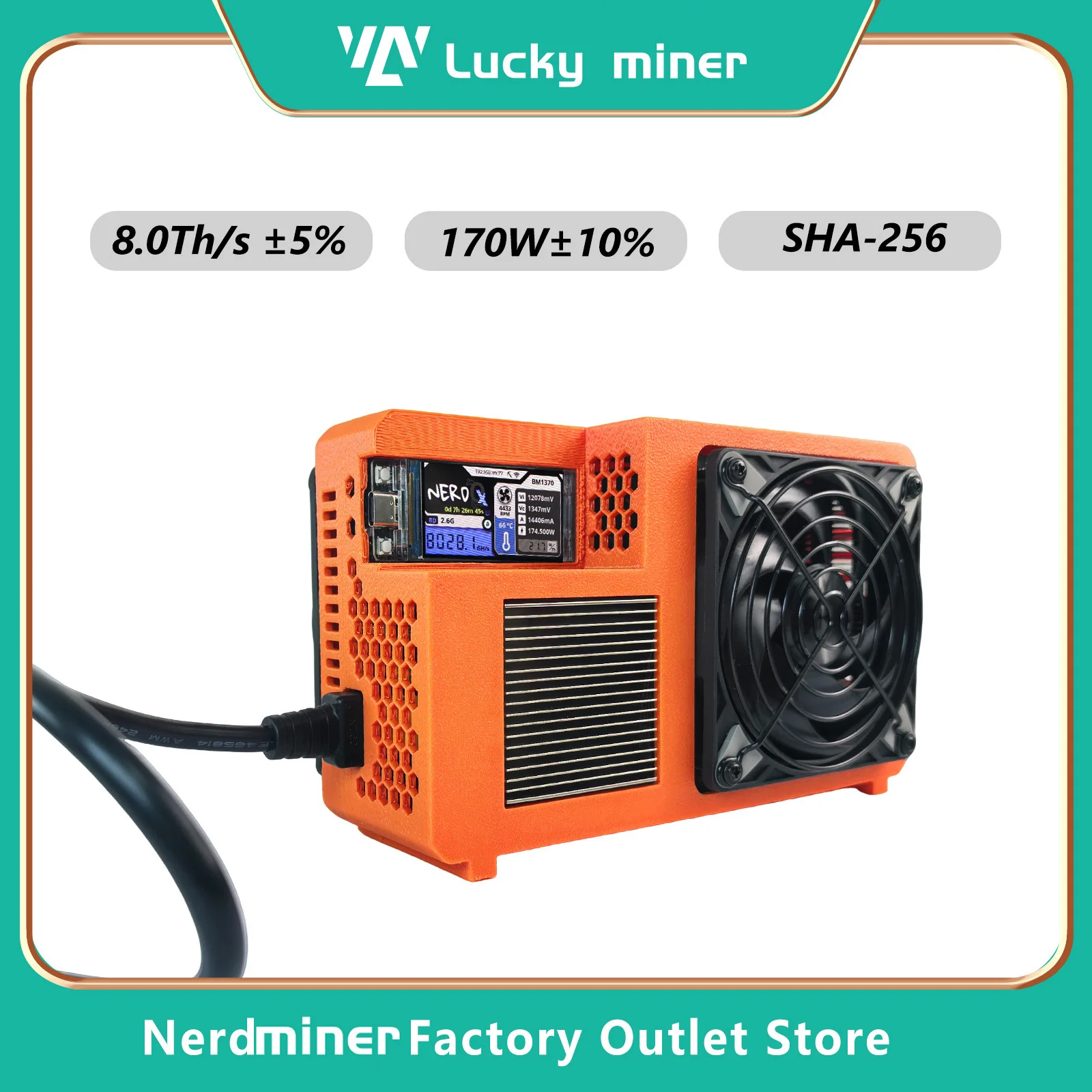 Desktop Bitcoin Miner 8TH/s SHA-256 ASIC Open Source Lottery Mining Machine for Personal Cryptocurrency Collection