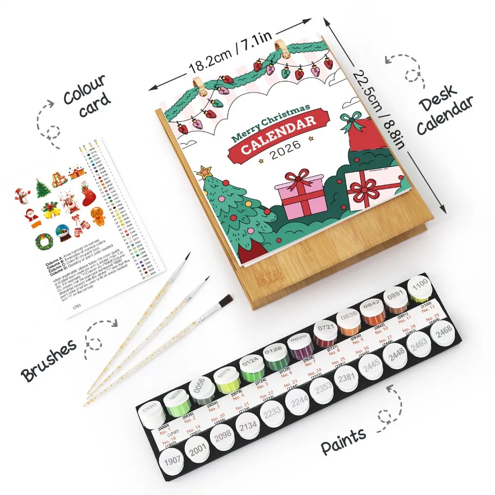 

Practical 2026 Edition Desk Calendar Handmade Hand Drawn Standing Flip Calendar Paint By Numbers 12 Month DIY Calendar DIY