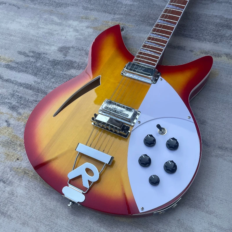 Sunburst 12 String Semi Hollow 360 Electric Guitar Dual Mini Pickups Chrome Hardware Double Point Vintage Guitar Free Shipping