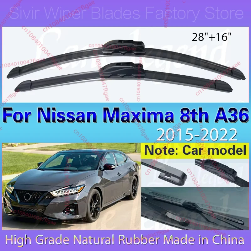 

Car Front Wiper Blade For Nissan Maxima 8th A36 2015 - 2022 Soft Rubber Windscreen Windshield Clean Window Rain Brush 28"+16"