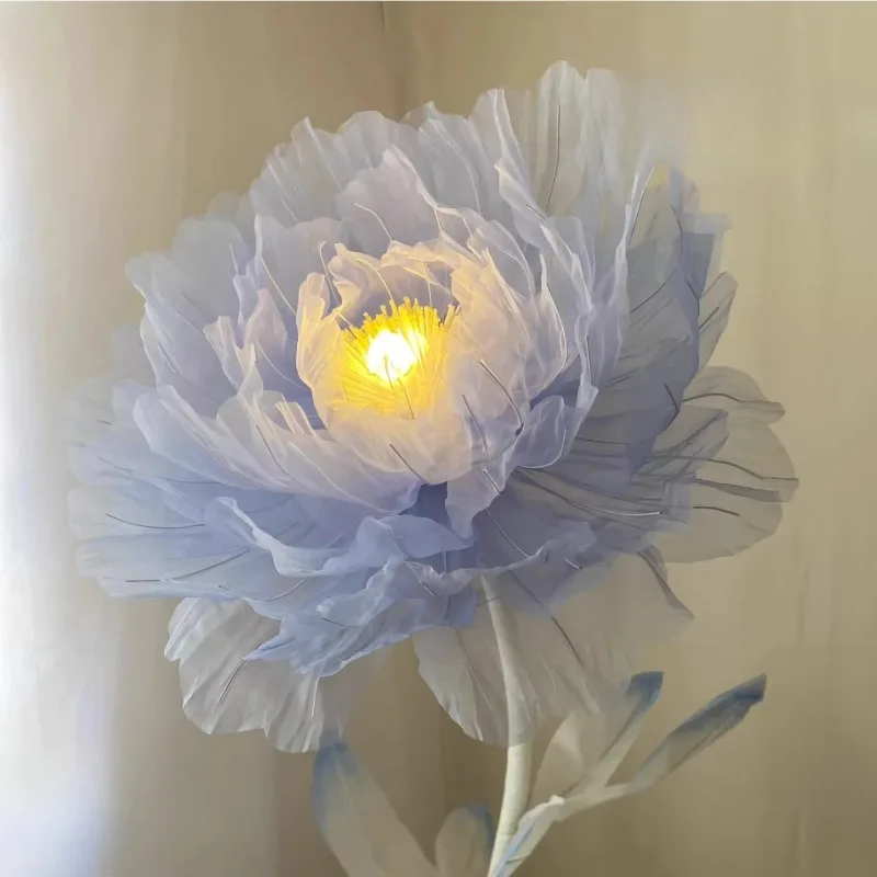 Large Automatic Flower Opening and Closing Electric Machinery Silk Dynamic Peony Flower Manual Simulation Flower Floor Lamp