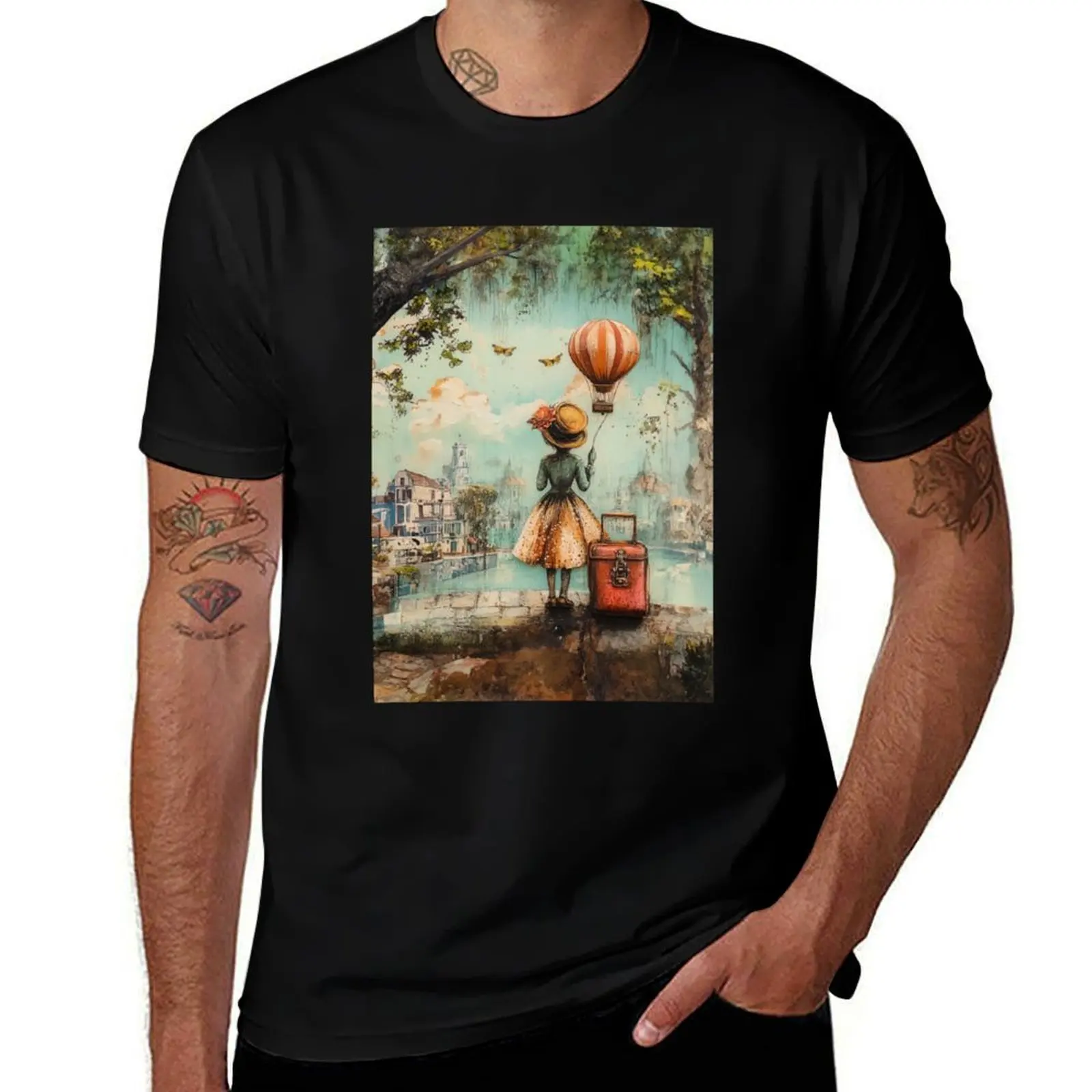 

Retro Travel Poster 13 T-Shirt luxury designer cotton man t-shirts Anime t-shirt plain t shirts for men graphic