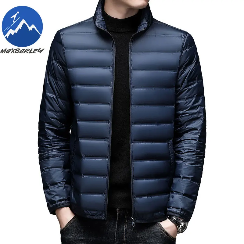 Maxbarley Luxury Men Down Jacket Casual Stand Collar Outdoor Travel Cold Resistant Parka Trendy Urban Thickened Warm Winter Coat