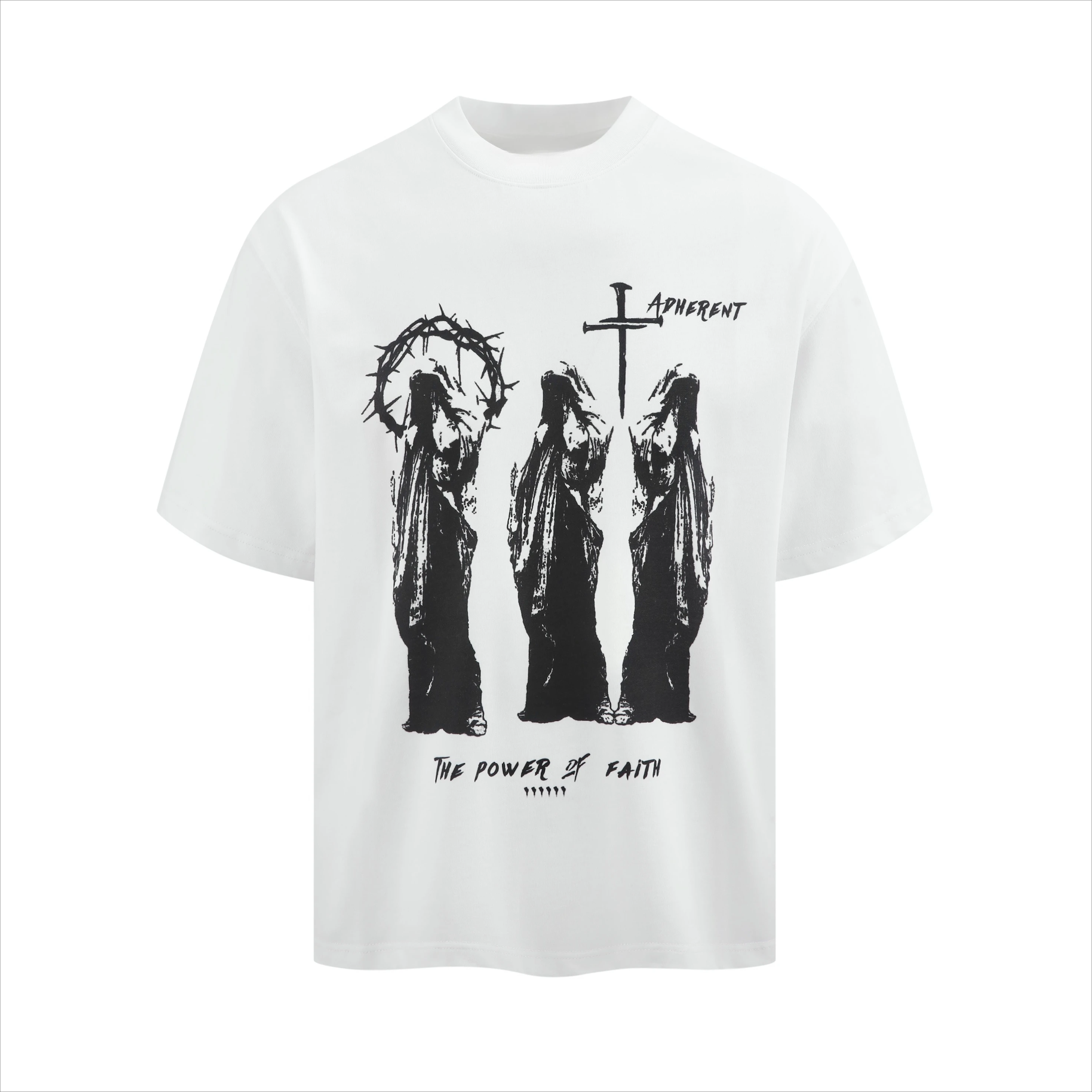 

Summer High-quality Trend Classic "Power of Faith" Letter-printed Men's and Women's Same Cotton Half-sleeved Top