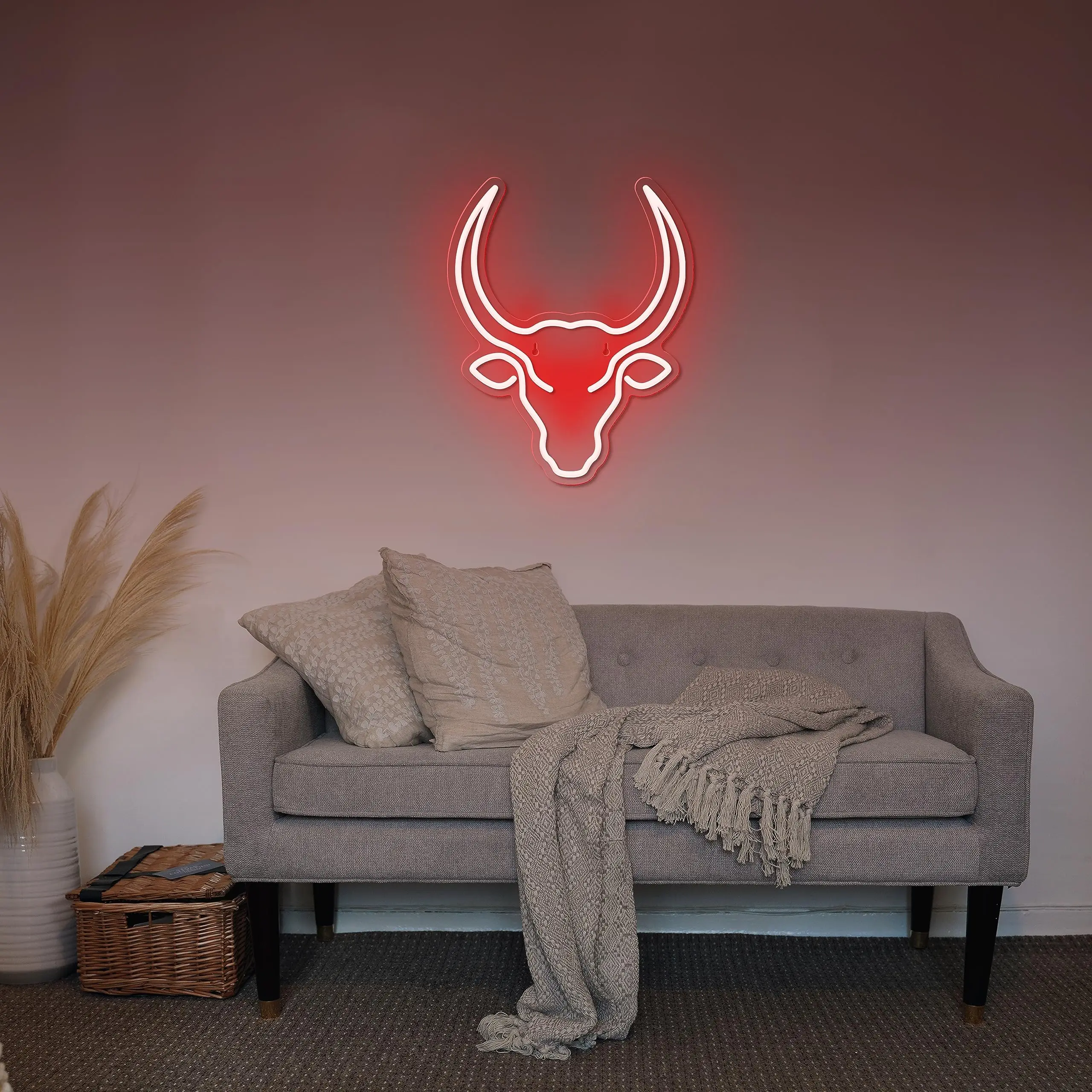 Bull Skull Neon Sign,Bull Cow Skull Head Led Neon Signs for Wall Decor,  Man Cave Bar Pub Beer Gift Bedroom Office Home Party