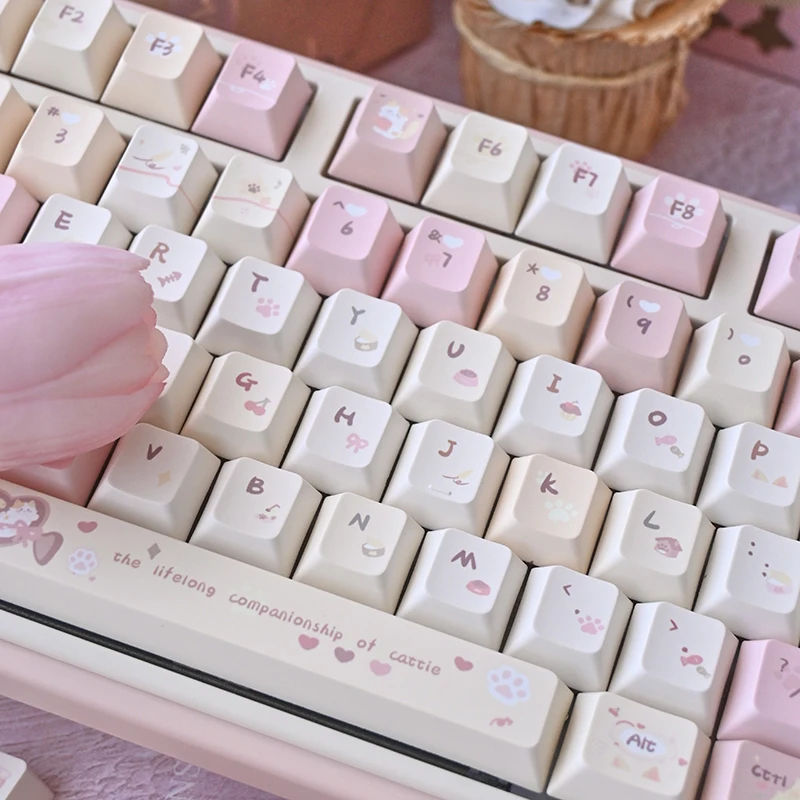 

Колпачки для клавиш Pink Cherry, свежая тема Karami, материал Pbt, индивидуальные колпачки для механической клавиатуры, 137 клавиш для Aulaf75/F99