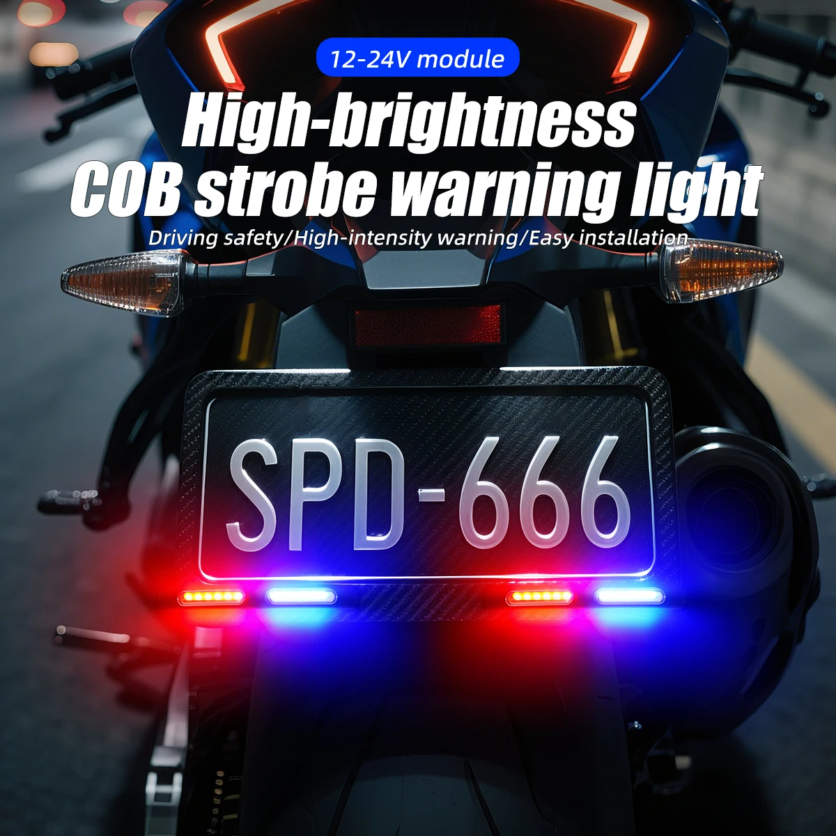 Red blue flashing dual light LED module for off road vehicles motorcycles electric vehicles high brightness lamp