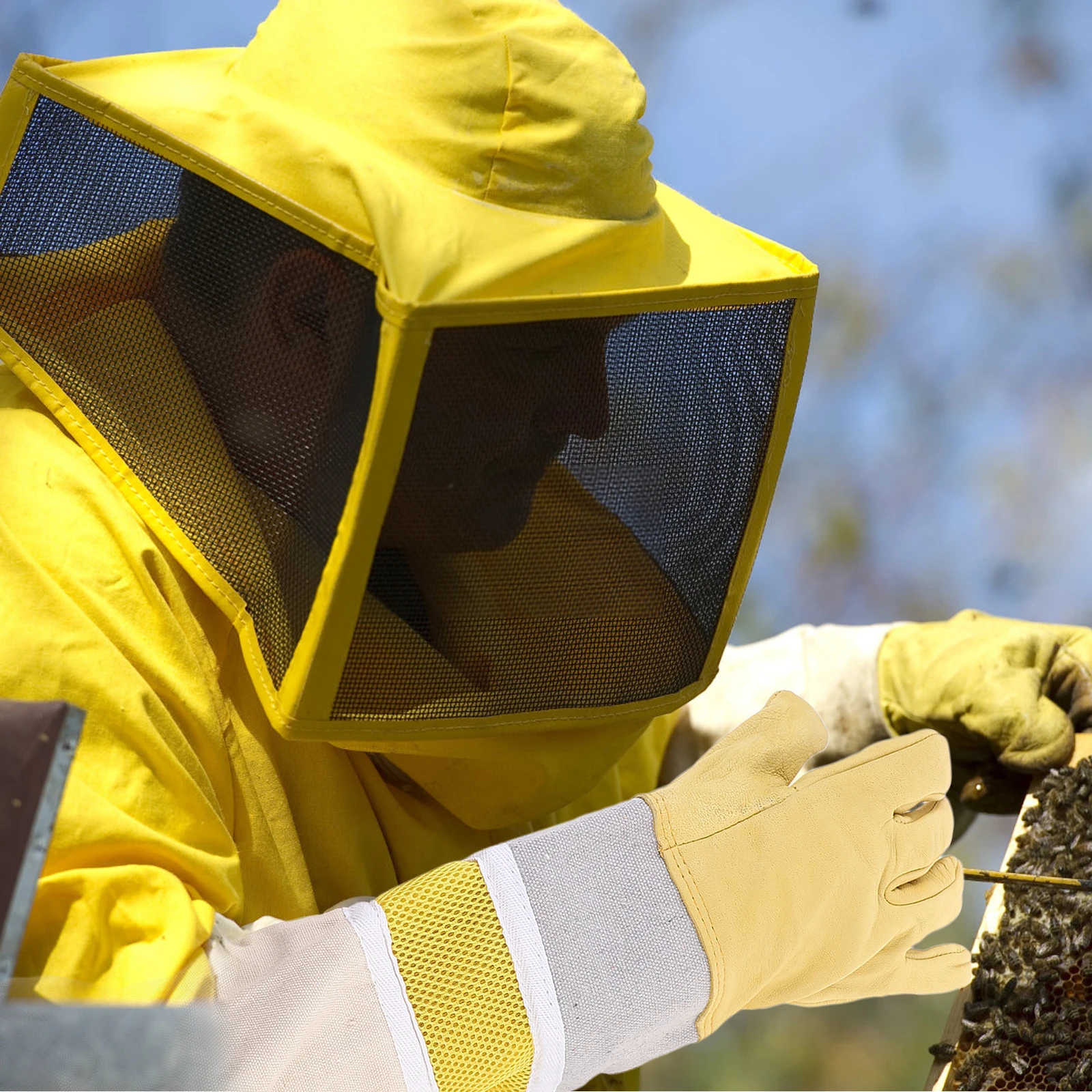 

1 Pair Premium Beekeeping Gloves Wear-Resistant Long Safety Protective Sleeves Reusable Hand Protection For Apiculture