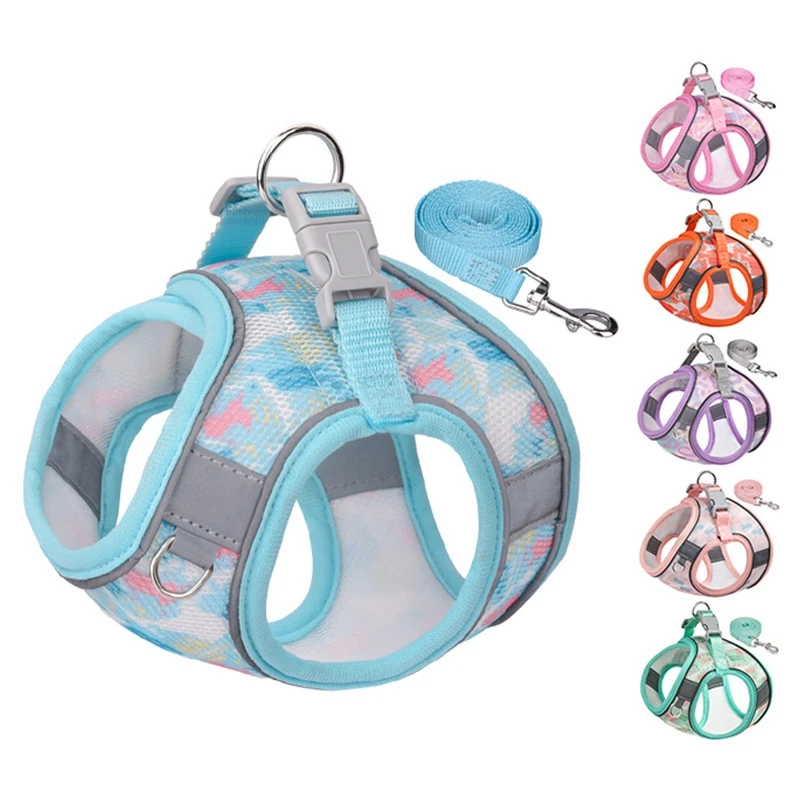 Pet Harness Leash Set For Small Dogs Adjustable Puppy Cat Harness Vest French Bulldog Chihuahua Pug Outdoor Walking Leads Leash