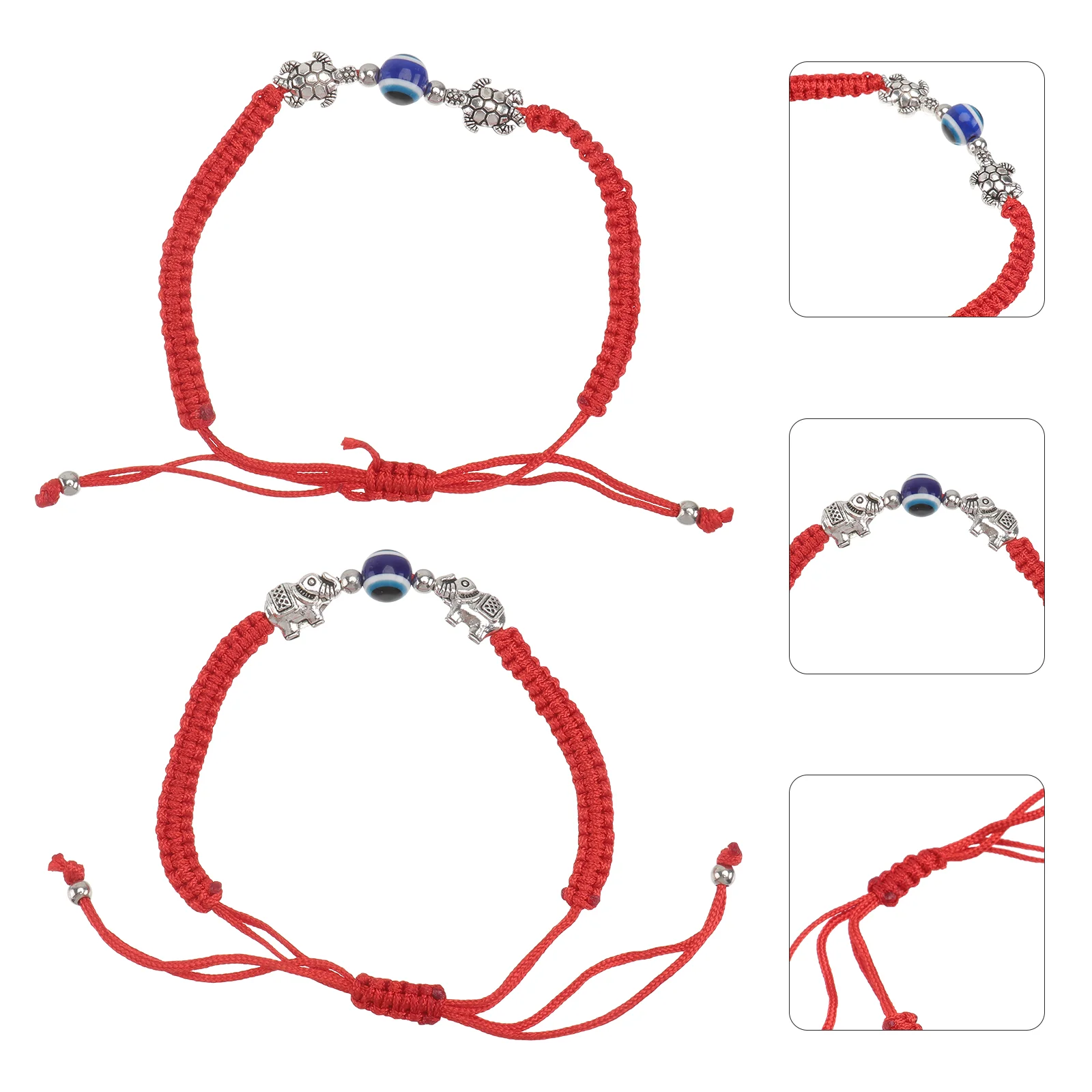 2 Pcs Blue Eyes Bracelet Hand Decoration Fashionable Wrist Amber Gift for Family Birthday Chain Zinc Alloy Decorative Red