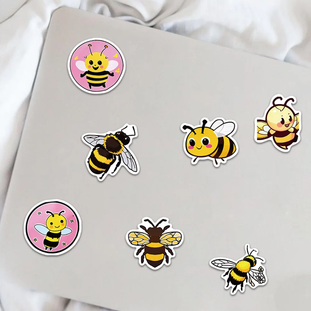 50 pçs criativo abelha bonito dos desenhos animados adesivos decorativos notebook casos de telefone diy adesivos à prova dwaterproof água