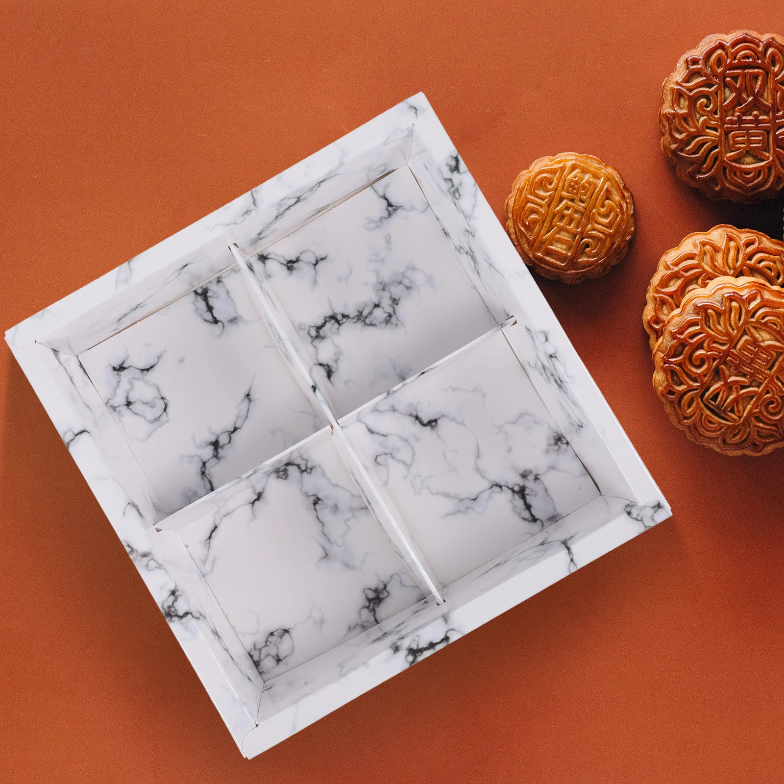 

10Pcs Marble Pattern Moon Cake Boxes Paper Packaging Cases Elegant Festival Gift Box for Mid Autumn National Day